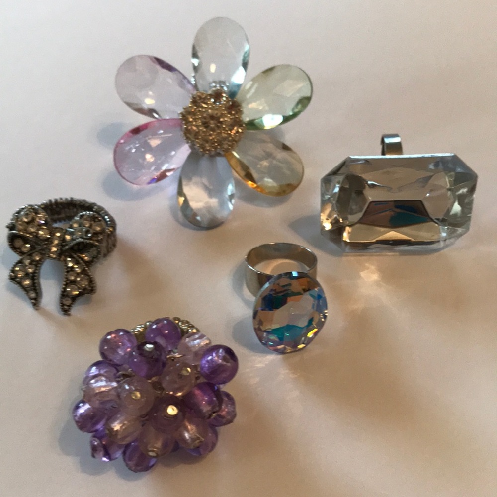 Five costume cocktail rings